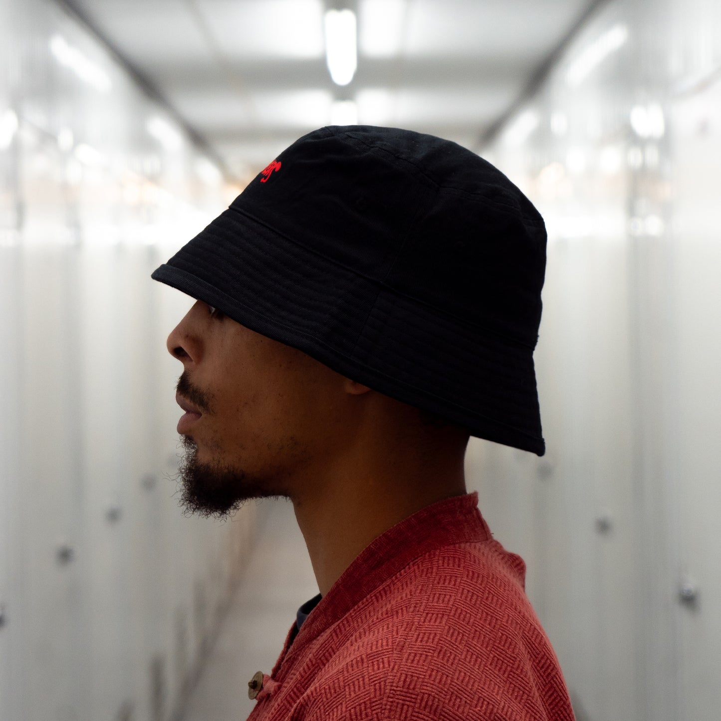 CARETAKERS BUCKET HAT - BLACK/RED