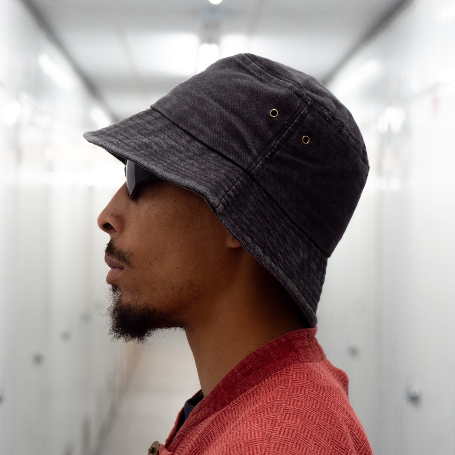 LOTUS DENIM BUCKET HAT - CHARCOAL