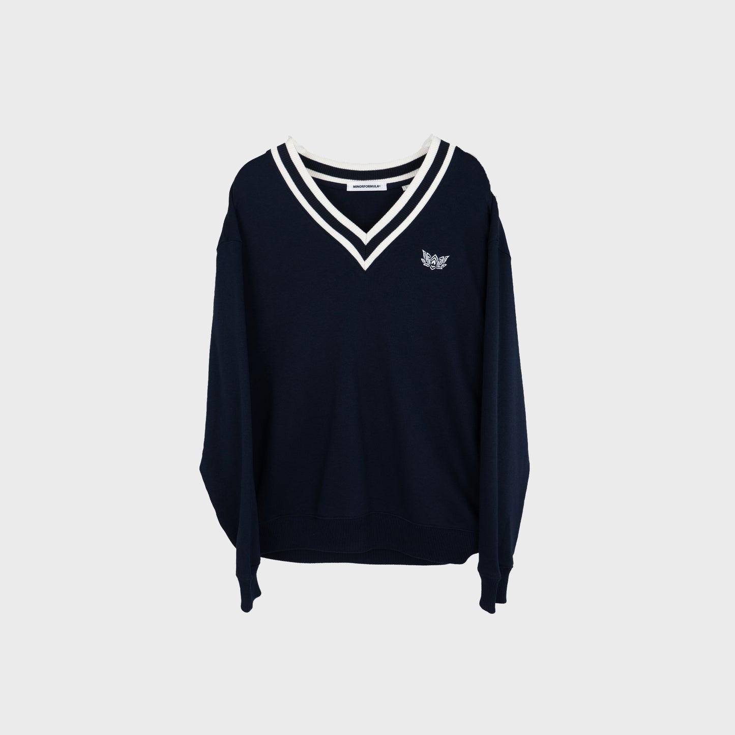 LIL LOTUS COLLEGE SWEATSHIRT - NAVY/WHITE