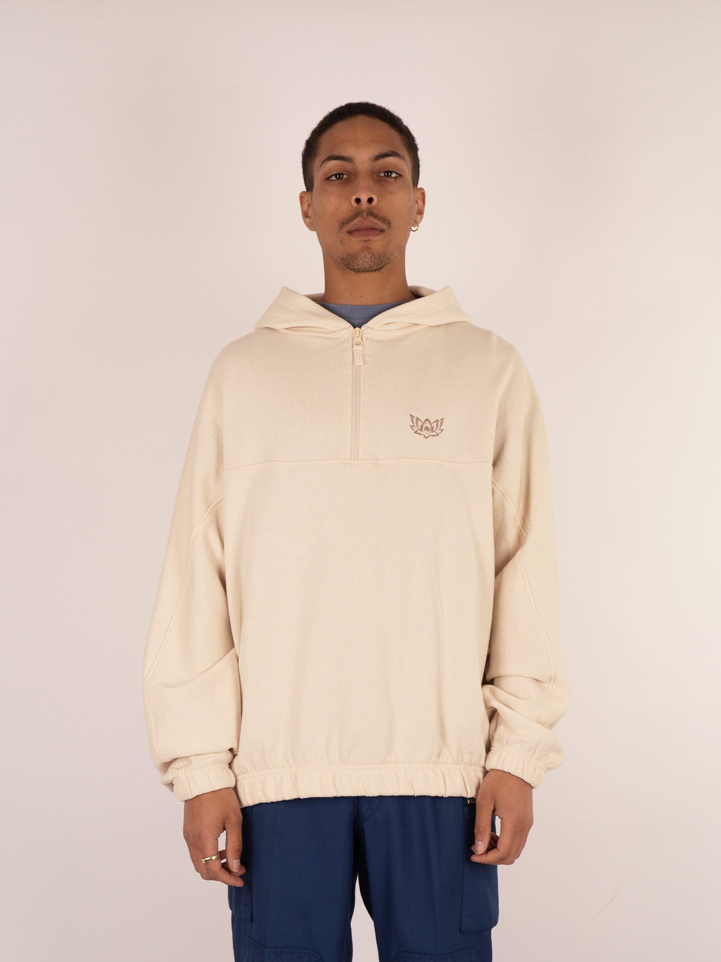 LIL LOTUS HOODED FLEECE - STONE