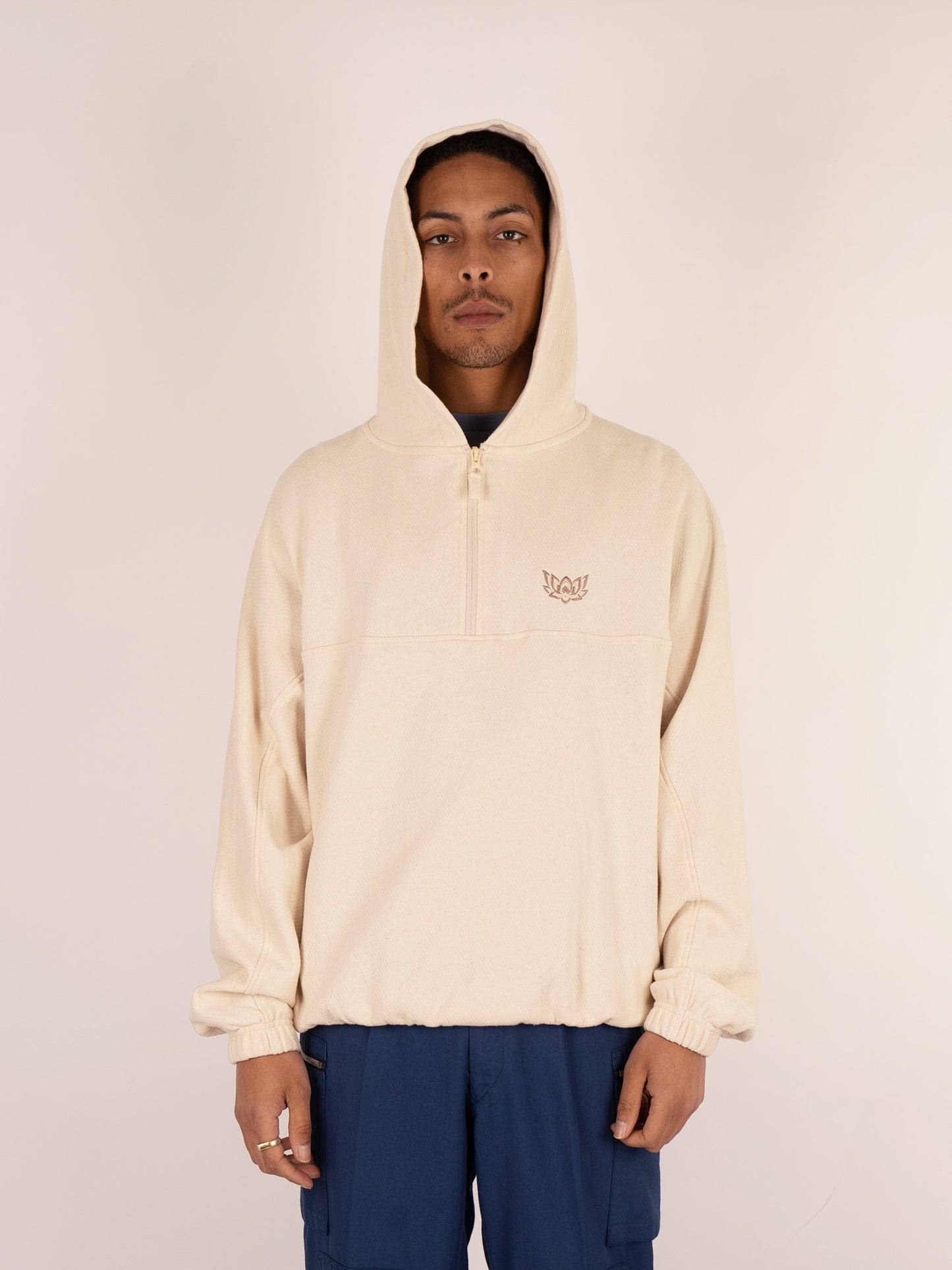 LIL LOTUS HOODED FLEECE - STONE