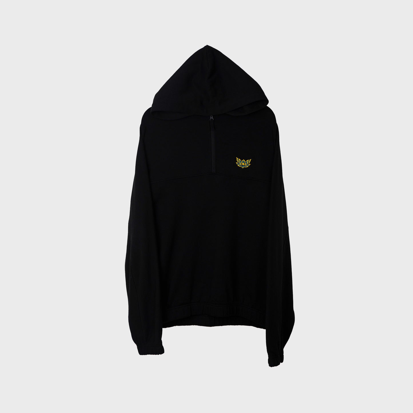 LIL LOTUS RAGLAN HALF ZIP HOOD - BLACK