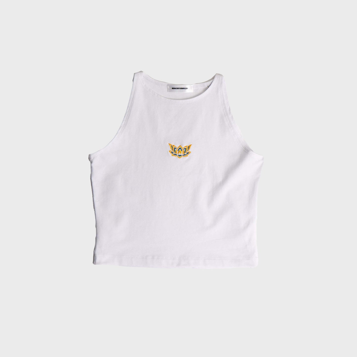 LIL LOTUS CROPPED RACER VEST - WHITE