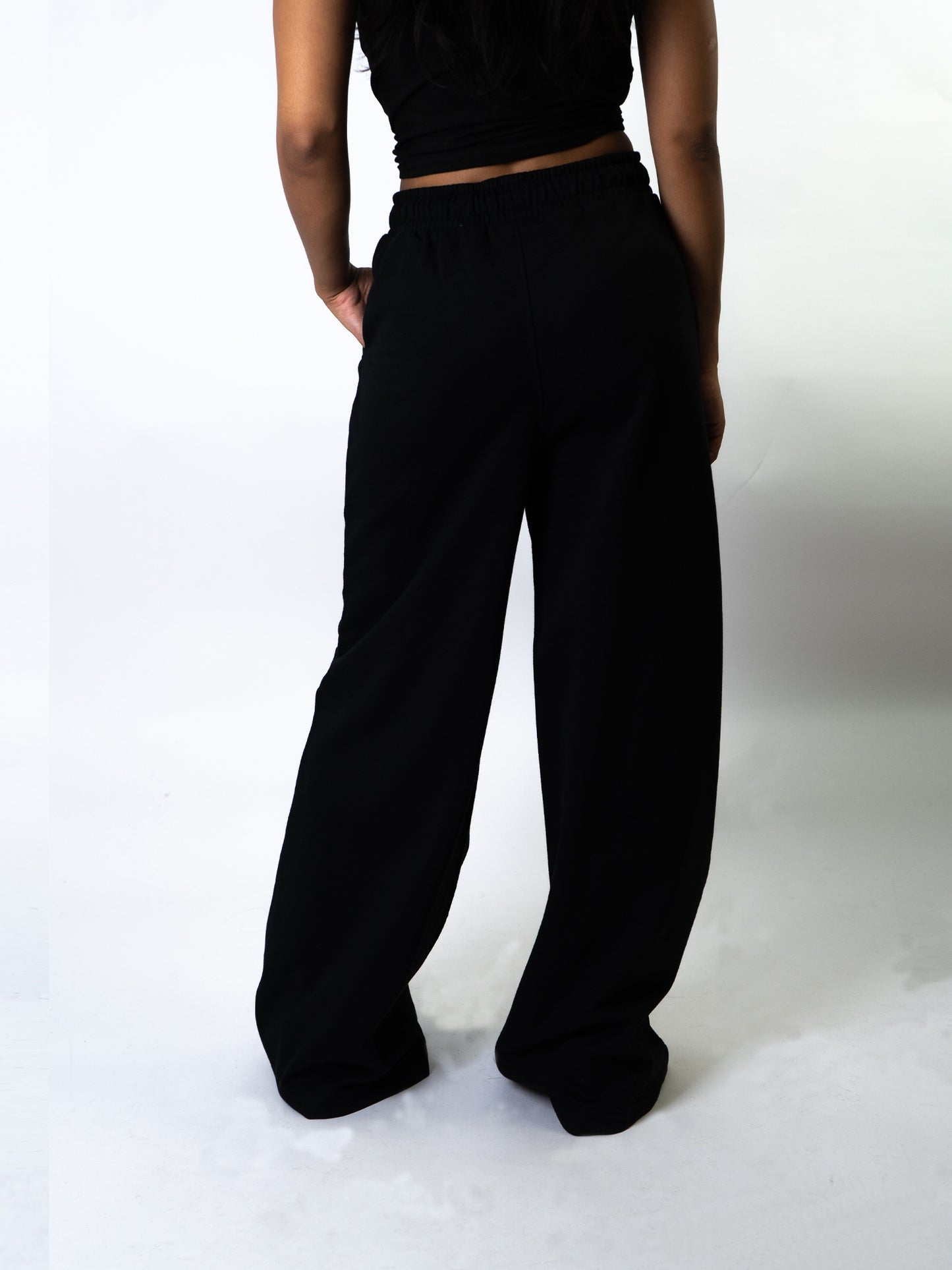 WOMENS WIDE LEG SWEATPANTS - BLACK