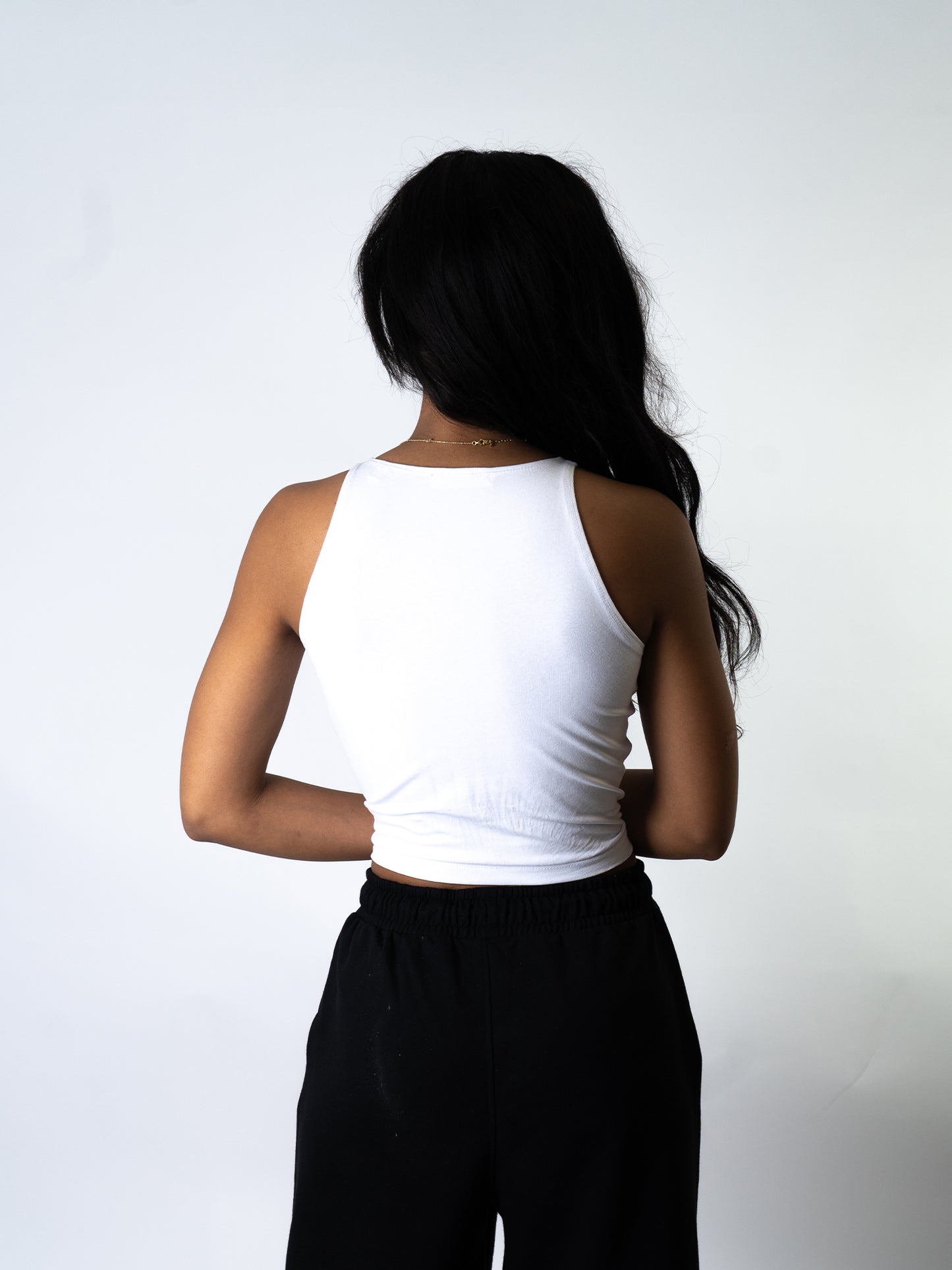 LIL LOTUS CROPPED RACER VEST - WHITE
