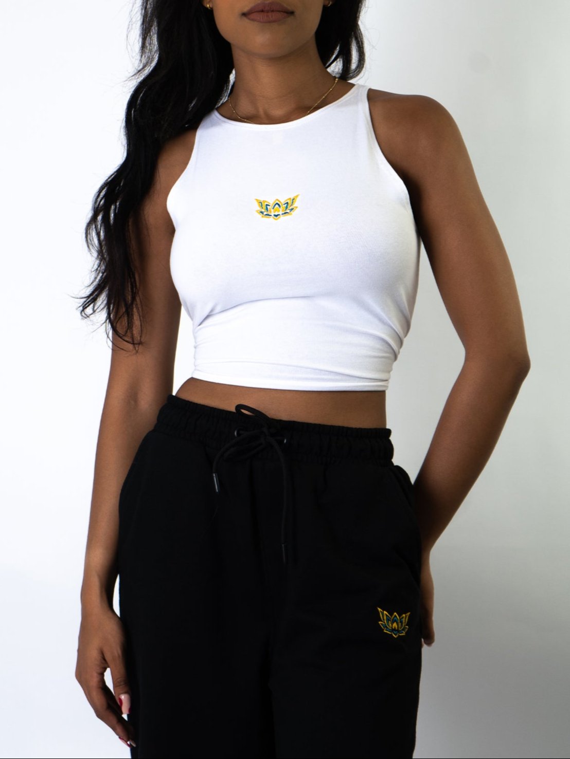LIL LOTUS CROPPED RACER VEST - WHITE