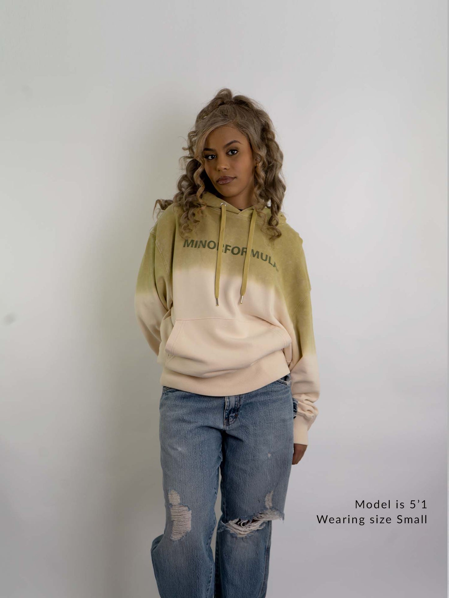 HALF FULL HOODIE - GREEN/NATURAL