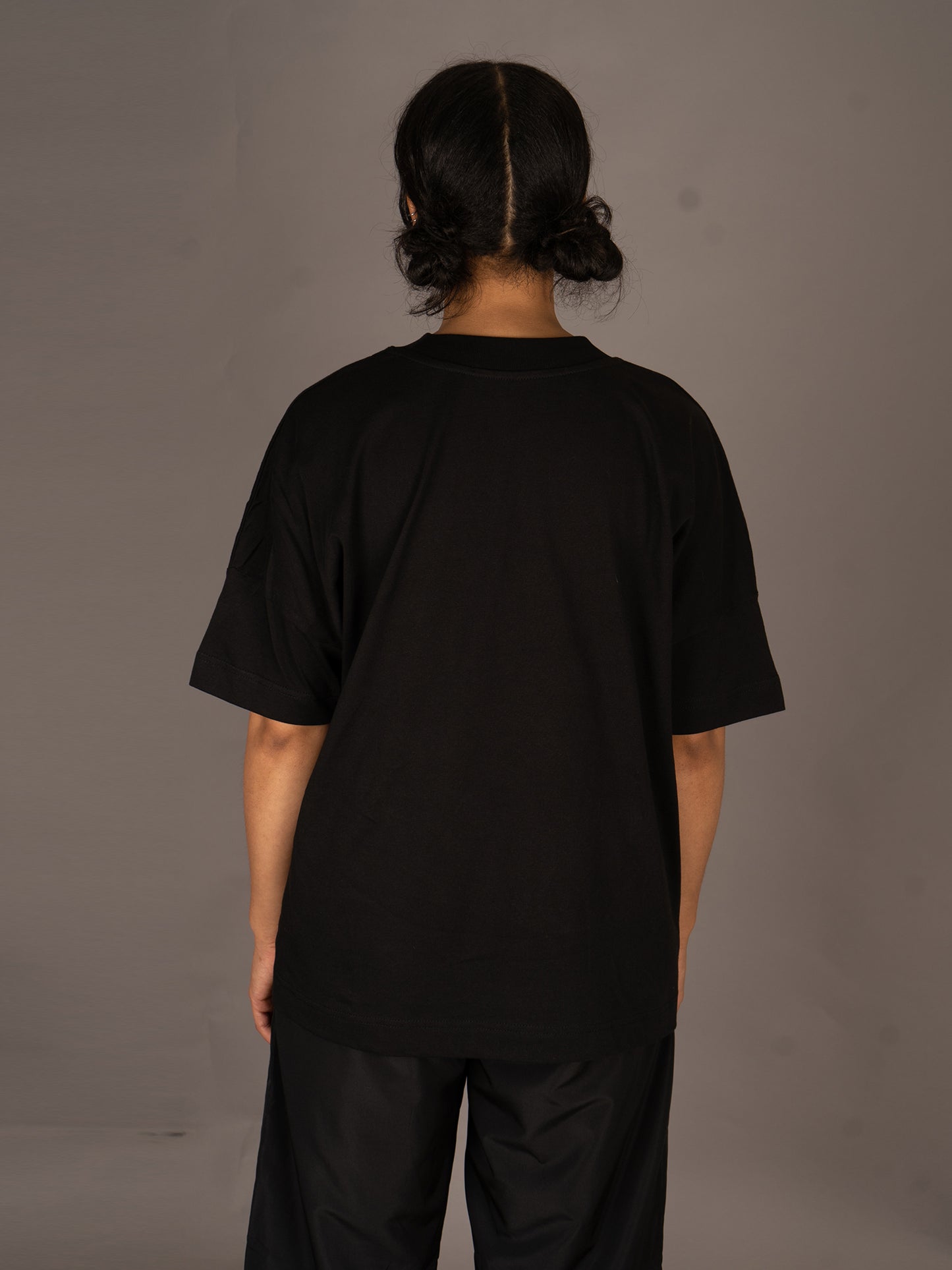 OVERSIZED MIND THE FLOWERS T-SHIRT - BLACK