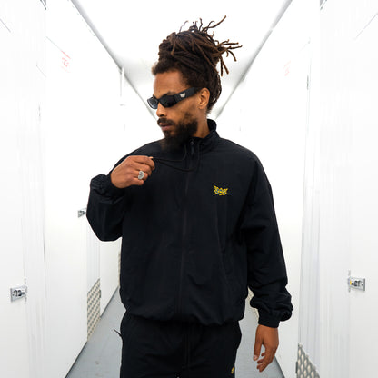 NYLON LOTUS TRACK TOP - BLACK