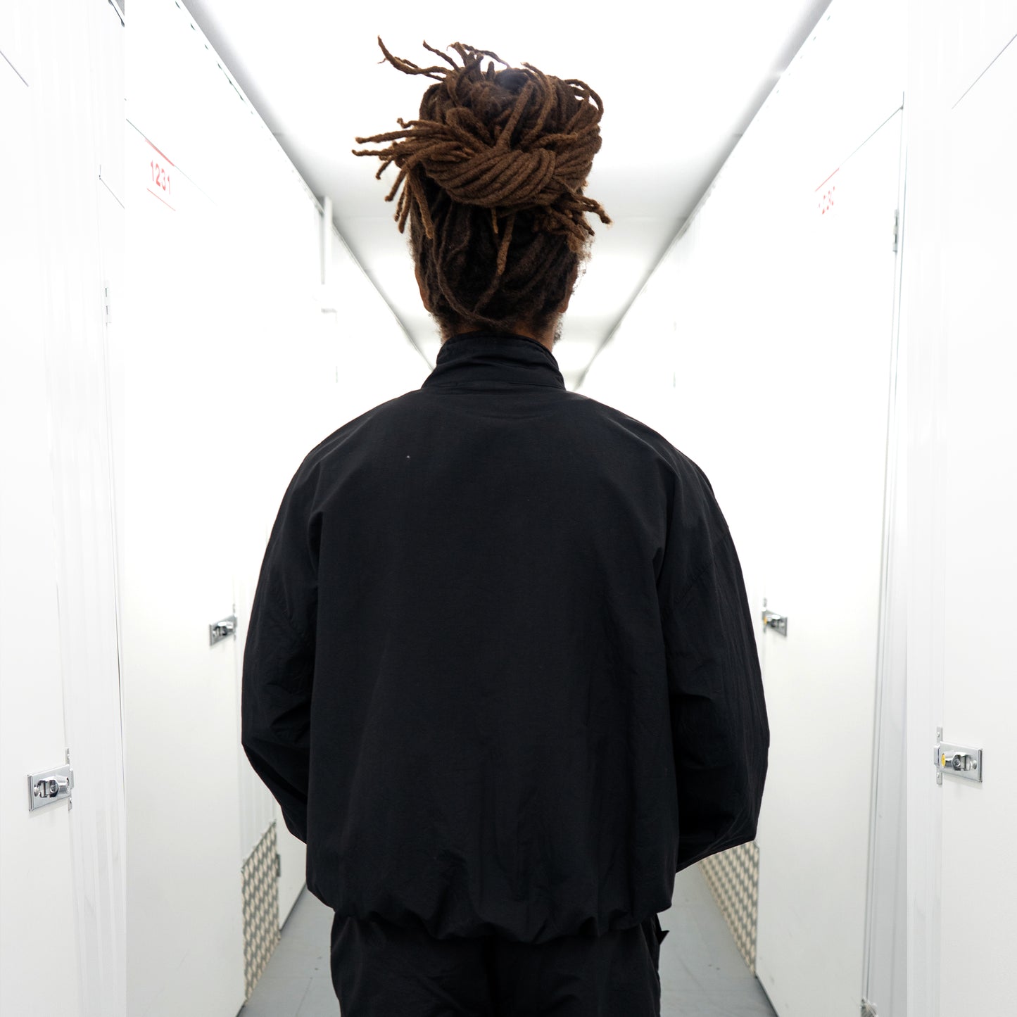 NYLON LOTUS TRACK TOP - BLACK