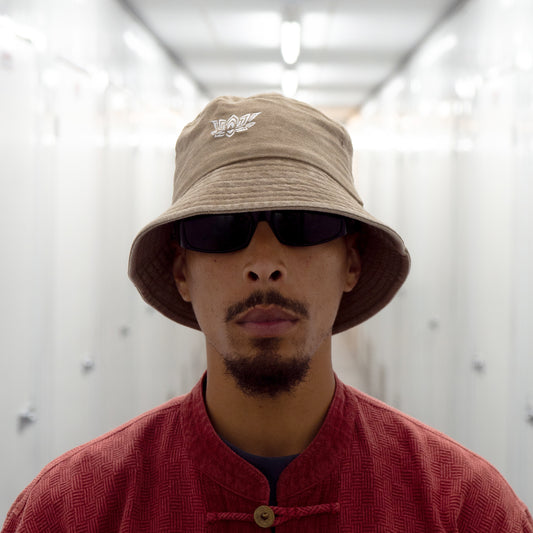 LOTUS DENIM BUCKET HAT - STONE