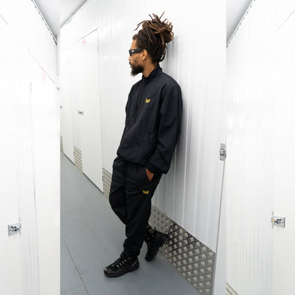 NYLON LOTUS TRACK TOP - BLACK