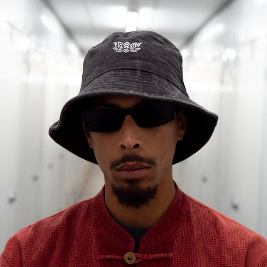 LOTUS DENIM BUCKET HAT - CHARCOAL