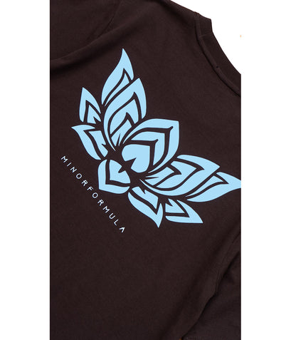 LOTUS T-SHIRT - CHOCOLATE/BLUE