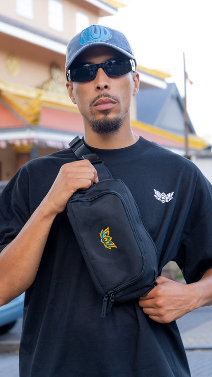 LOTUS CROSS BODY BAG - BLACK