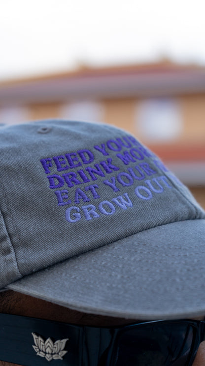 FEED YOUR MIND 6 PANEL - GREY STONE DENIM