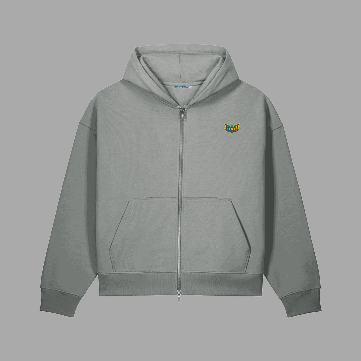 Lotus Zipped Hood stone grey, front