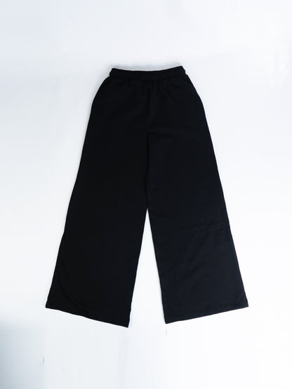 WOMENS WIDE LEG SWEATPANTS - BLACK
