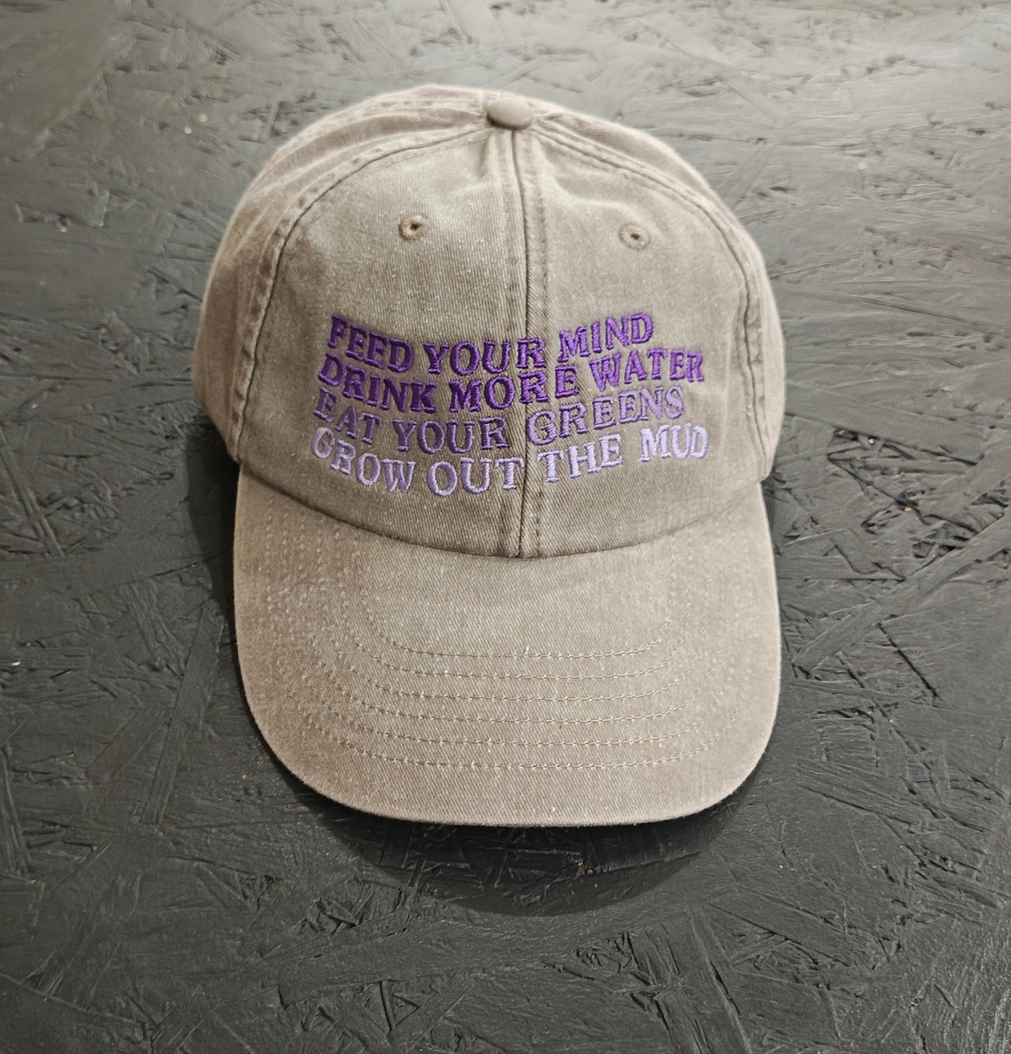 FEED YOUR MIND 6 PANEL - GREY STONE DENIM