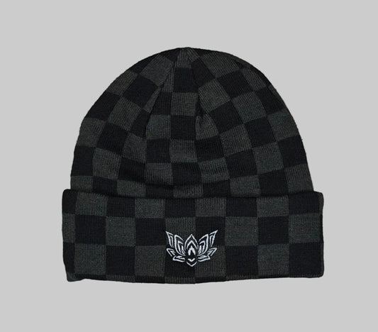 LOTUS CHEQUE BEANIE - BLACK/CHARCOAL