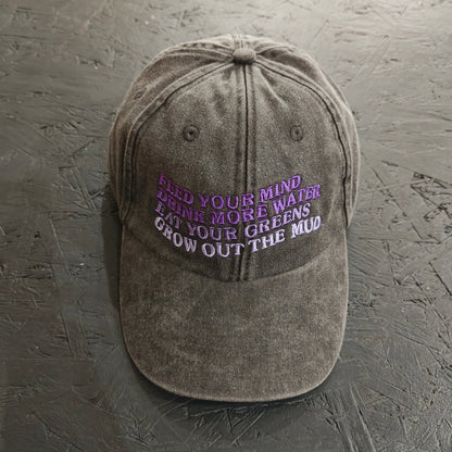 FEED YOUR MIND 6 PANEL - BLACK STONE DENIM