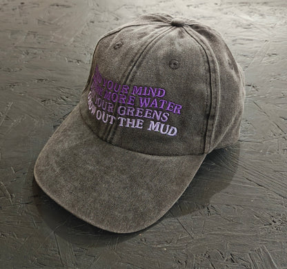 FEED YOUR MIND 6 PANEL - BLACK STONE DENIM
