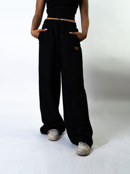 WOMENS WIDE LEG SWEATPANTS - BLACK